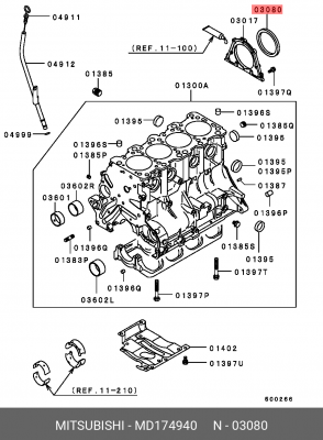 Сальник коленвала MD174940 MITSUBISHI