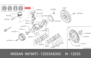 Кольца поршневые (комплект) 12033-AE003 NISSAN