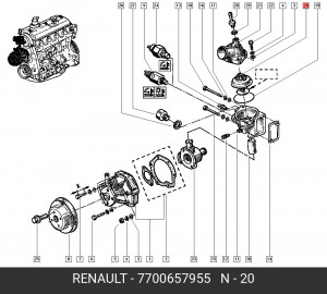 Термостат системы охлаждения 7700657955 RENAULT