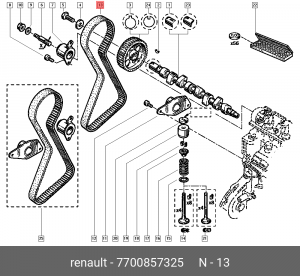 Ремень ГРМ - газораспределительного механизма 7700857325 RENAULT