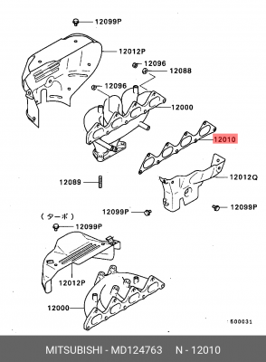 Прокладка выпускного коллектора MD124763 MITSUBISHI