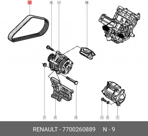 Ремень приводной 7700260889 RENAULT