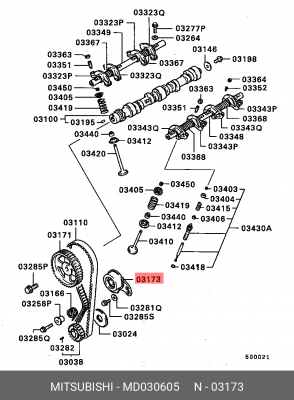 Натяжитель ремня ГРМ в сборе MD030605 MITSUBISHI