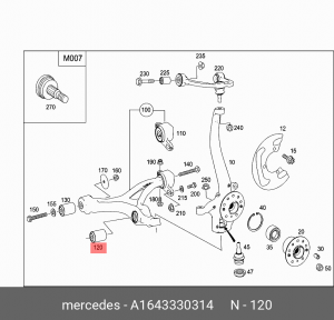 Сайлентблок A 164 333 03 14 MERCEDES BENZ