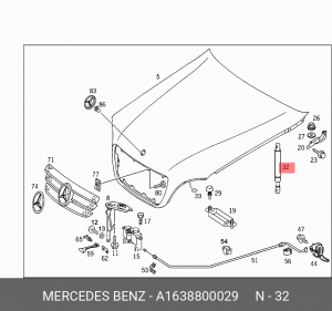 Амортизатор капота A1638800029 MERCEDES BENZ