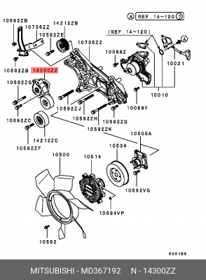Натяжитель ремня приводного в сборе MD367192 MITSUBISHI