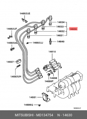 Провода высоковольтные системы зажигания (комплект) MD134754 MITSUBISHI