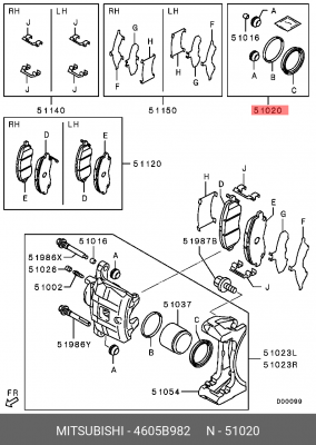 Суппорт тормозной (ремкомплект) 4605B982 MITSUBISHI