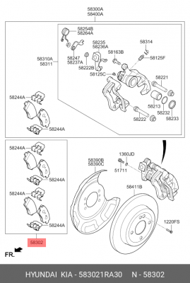 Колодки тормозные дисковые 583021RA30 HYUNDAI KIA