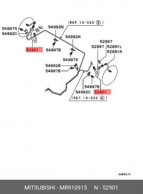 Шланг тормозной MR910915 MITSUBISHI