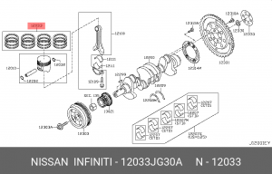 Кольца поршневые (комплект) 12033-JG30A NISSAN