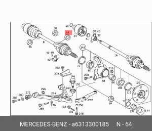 Пыльник рулевой рейки (комплект) A 631 330 01 85 MERCEDES BENZ