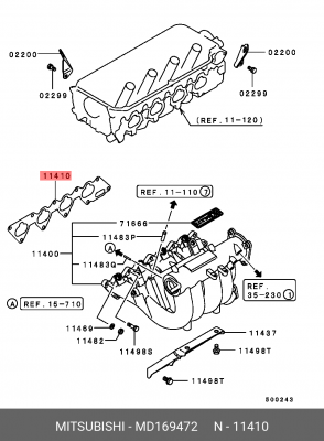 Прокладка впускного коллектора MD169472 MITSUBISHI