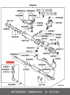 Наконечник рулевой тяги MB864164 MITSUBISHI
