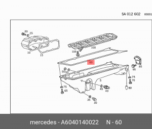 Прокладка масляного поддона ДВС A 604 014 00 22 MERCEDES BENZ