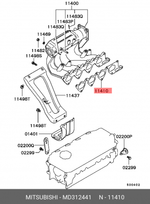 Прокладка впускного коллектора MD312441 MITSUBISHI