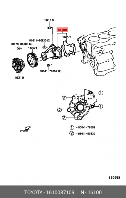 Насос - помпа системы охлаждения ДВС 16100-87109 DAIHATSU
