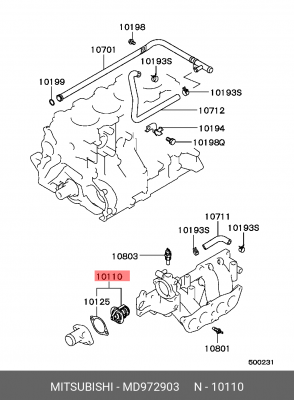 Термостат системы охлаждения с корпусом MD972903 MITSUBISHI