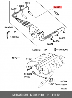 Свеча зажигания MS851418 MITSUBISHI