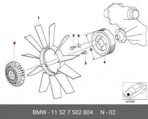 Вискомуфта системы охлаждения ДВС 11 52 7 502 804 BMW