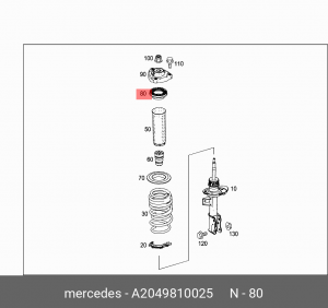 Подшипник опоры амортизатора подвески A 204 981 00 25 MERCEDES BENZ