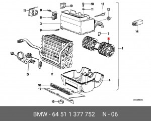 Электродвигатель, вентиляция салона 64 51 1 377 752 BMW
