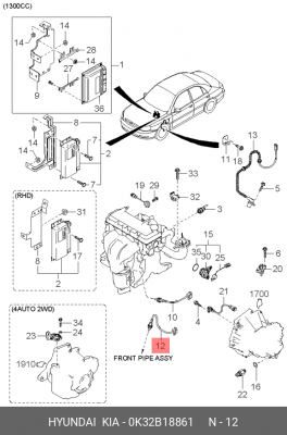Датчик кислородный (лямбда-зонд) 0K32B18861 HYUNDAI KIA