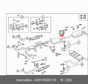 Крепление глушителя A 201 492 01 16 MERCEDES BENZ