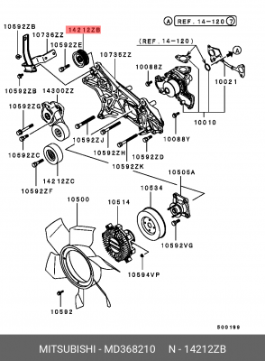 Натяжитель ролика ремня приводного MD368210 MITSUBISHI