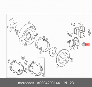 Суппорт тормозной (ремкомплект) A 000 420 01 44 MERCEDES BENZ