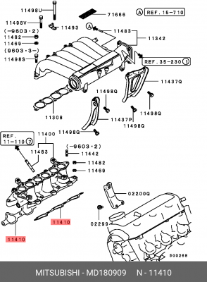 Прокладка впускного коллектора MD180909 MITSUBISHI