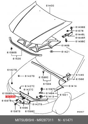 Защелка капота MR287311 MITSUBISHI