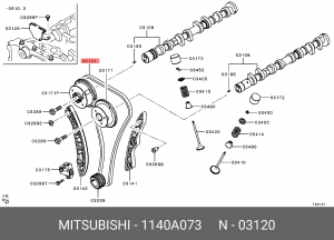Цепь ГРМ - газораспределительного механизма 1140A073 MITSUBISHI