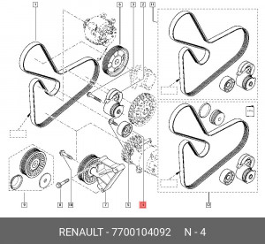 Ролик ремня приводного 7700104092 RENAULT