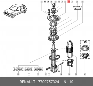Опоры амортизаторов подвески (комплект) 7700757324 RENAULT