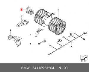 Резистор электродвигателя 64 11 6 923 204 BMW