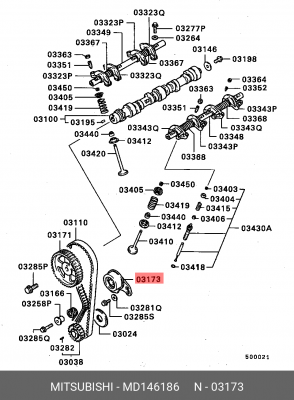 Натяжитель ремня ГРМ в сборе MD146186 MITSUBISHI