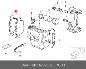Колодки тормозные дисковые 34 11 6 779 652 BMW