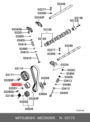 Натяжитель ремня ГРМ в сборе MD356509 MITSUBISHI