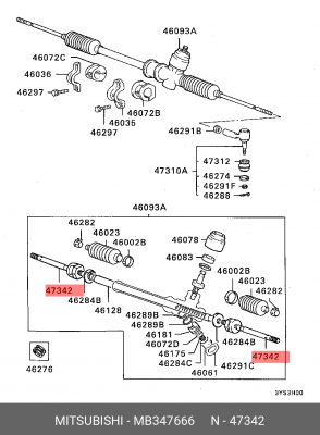Наконечник рулевой тяги MB347666 MITSUBISHI