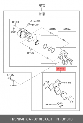 Колодки тормозные дисковые 58101-3KA01 HYUNDAI KIA