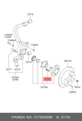 Шпилька ступицы колеса 5175236000 HYUNDAI KIA
