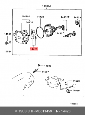 Бегунок распределителя зажигания MD611459 MITSUBISHI