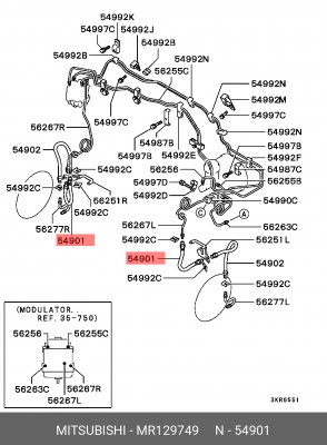 Шланг тормозной MR129749 MITSUBISHI