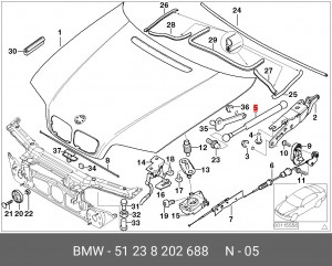 Амортизатор капота 51 23 8 202 688 BMW
