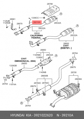 Датчик кислородный (лямбда-зонд) 3921022620 HYUNDAI KIA