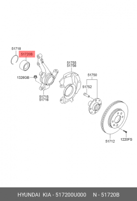 Подшипник ступицы колеса 517200U000 HYUNDAI KIA