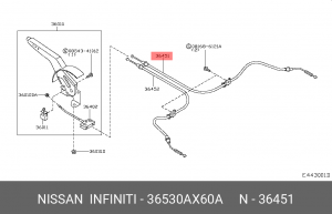 Трос ручного тормоза 36530-AX60A NISSAN