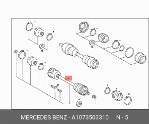 Вал привода колеса в сборе с ШРУСами A 107 350 33 10 MERCEDES BENZ