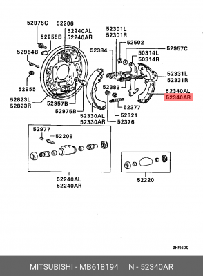 Механизм тормозной барабанный в сборе (комплект) MB618194 MITSUBISHI